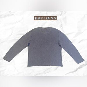 Harrison Khaki and Blue Melange Wool/Cashmere Blend Men's Crewneck Sweater
